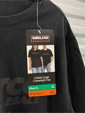 Costco Kirkland Signature Unisex Logo Crewneck Tee, Black, Men's XL/ Women's XXL